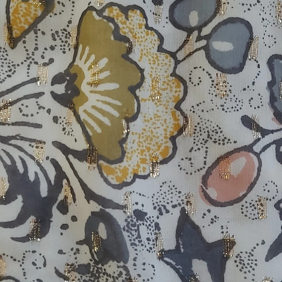 Loft Off-the-Shoulder White Floral Patterned Woven Top - Size Sm - Picture 4 of 8